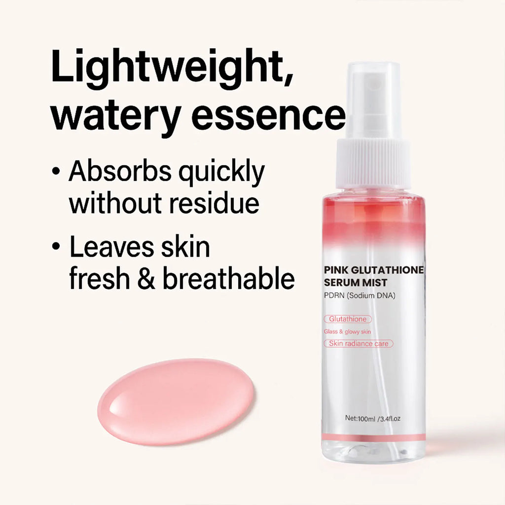 Pink Glutathione Serum Mist with PDRN (Sodium DNA), Hydrating Facial Spray for Glass & Glowy Looking Skin, Refreshing Radiance C