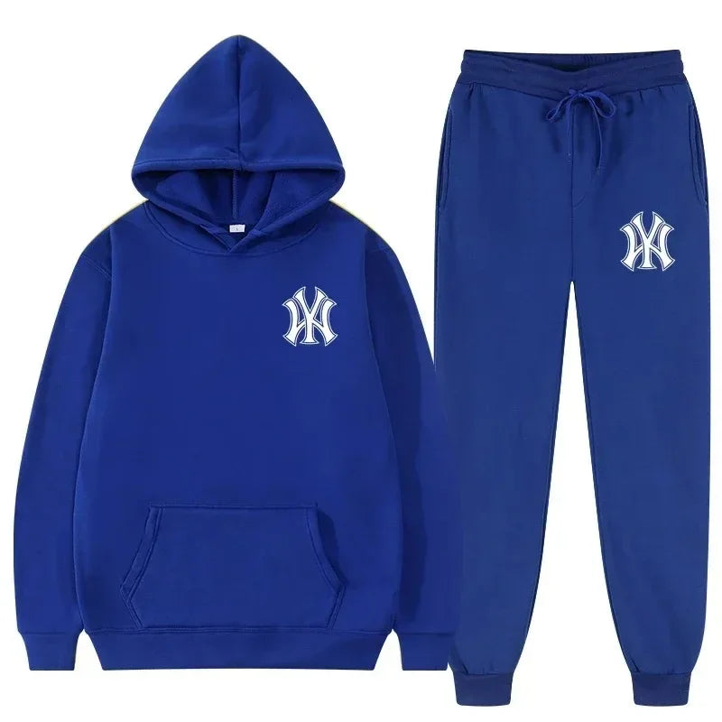 2026Men's running and fitness fashion casual sportswear set for autumn and winter hooded sweatshirt  jogging pants two-piece set