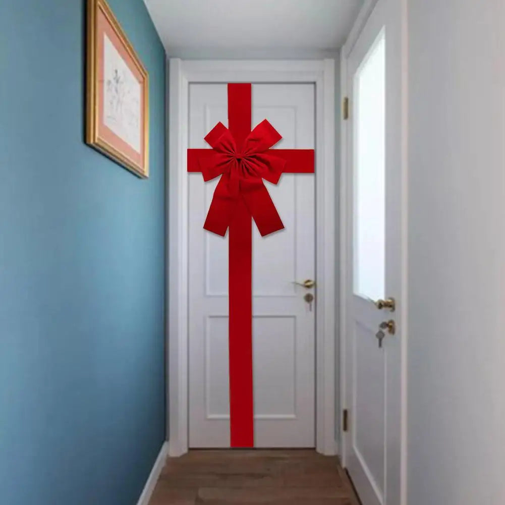 Christmas Large Red Bow Front Door Hanging Decoration Party DIY Xmas Gift Ready Made Bow for Christmas New Year Ribbon Bow