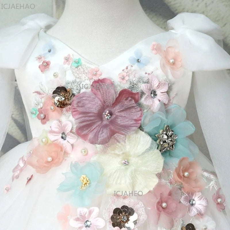 2026 Elegant Princess Dress for Girls Host Gown Children Wedding Flower Girl KidsBirthday Pageant Party Formal Dresses Costume