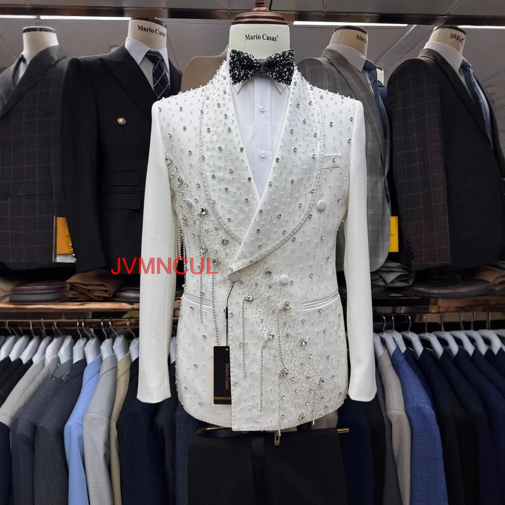 2026 Men's 2 Piece Suit Slim Fit Fashion Business Gentleman Style Wedding Formal Office Outfit Blazer Pants Set Elegant Wear