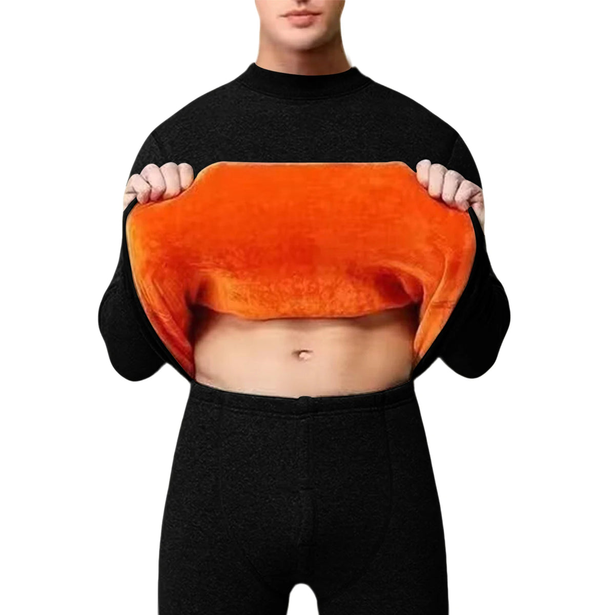 Men's Winter Thermal Underwear Set Thickened Fleece Warm Cozy Long Sleeve Tops and Pants Outdoor Travel Ski Warm Clothing Set