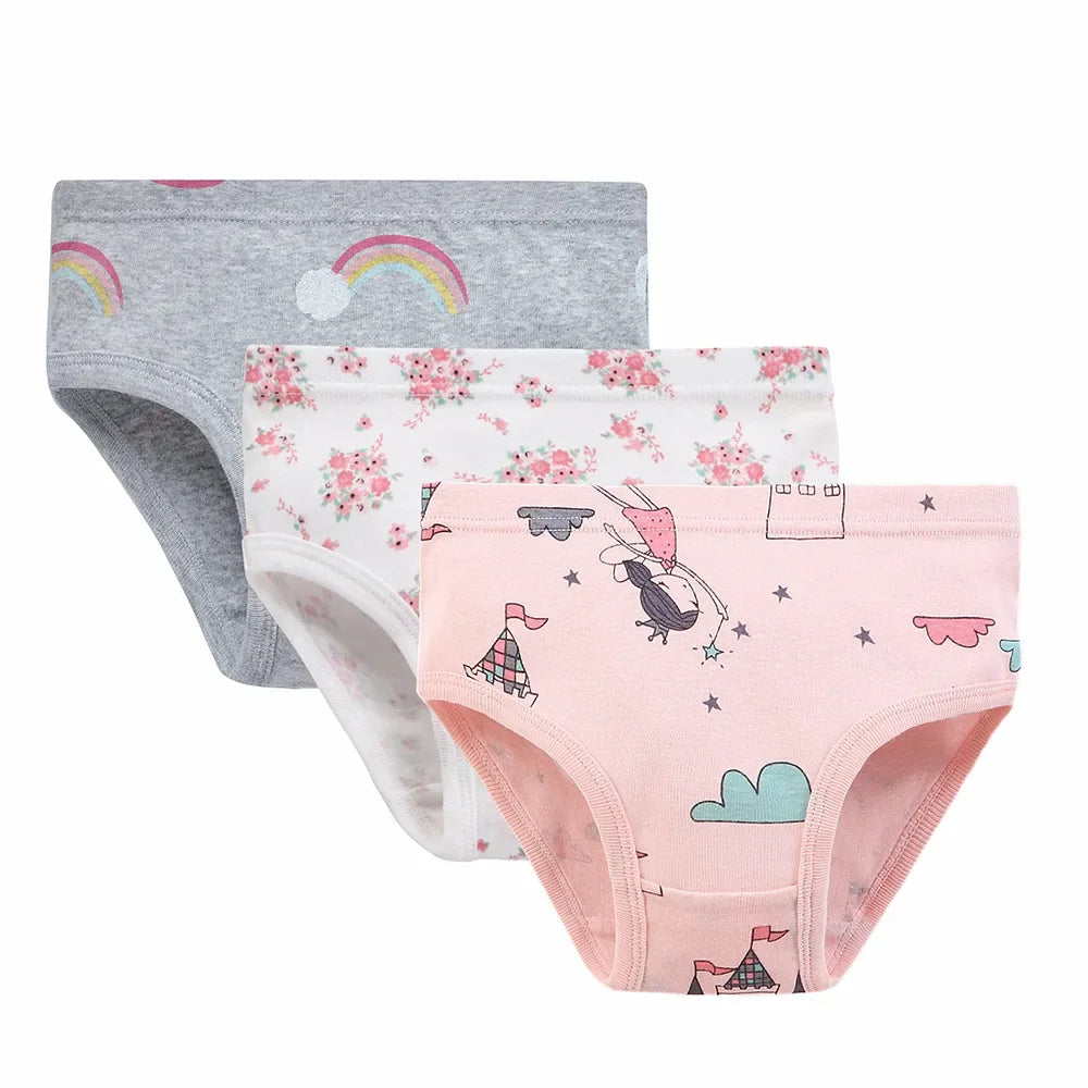 Baby Girls Panties 3pcs Per Pack Cotton Student Kids Cute Underwear Teen Panties Young Puberty Girls Underpant