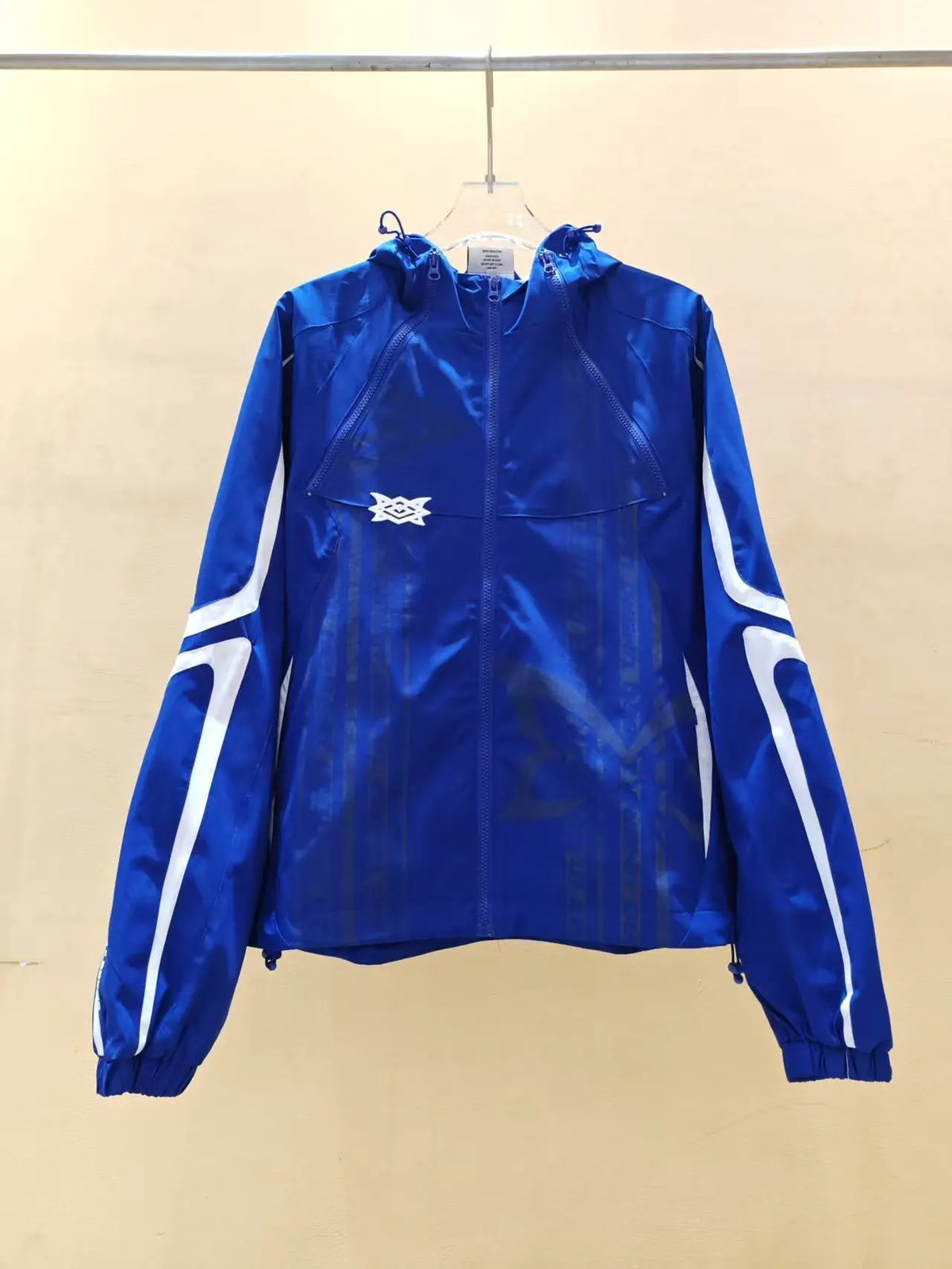 Men's Street Style Loose Fit Zipper Hooded Jacket Reflective Open Cardigan Windbreaker Sportswear Pants Set Trendy Casual Wear