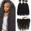 Deep Water Wave Bundles With Closure Frontal Unprocessed Raw 100% Human Hair Full And Thick 3 Bundles With 13x4 Lace Frontal