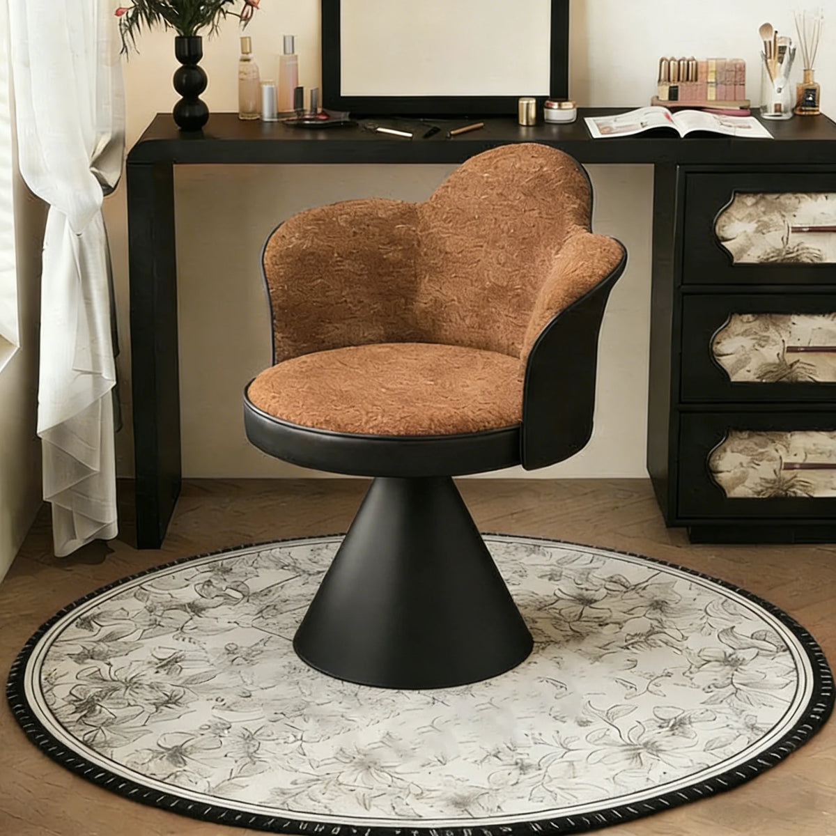 Pink Black Vanity Stool Make Up Dining Beauty Design Vanity Stool Cute Wooden Silla Tocador Maquillaje Girls Bedroom Furniture