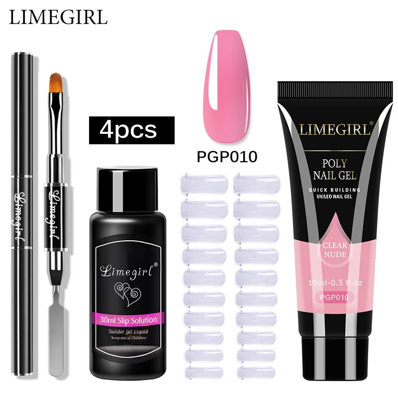 LIMEGIRL  Poly Nail Gel Set Manicure Set Gel Cuticle Pusher Finger Extend Mold Nail Kit All For Quick Extension Manicure Set