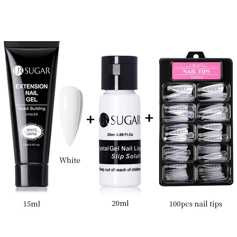 UR SUGAR 15ml Nail Extension Gel Set Acrylic Quick Building Hard Gel For Finger Prolong Form Tips Manicure Extension Tool Kits