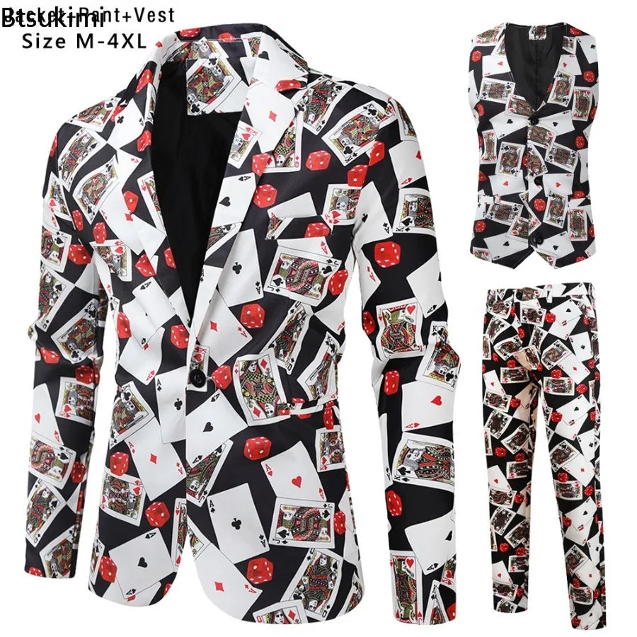 Herren Luxus Anzug 3-teilig Fashion Business Party Herren Paisley Anzüge Sets Sakko Weste Hose Slim Fit Festliche Herrenbekleidung