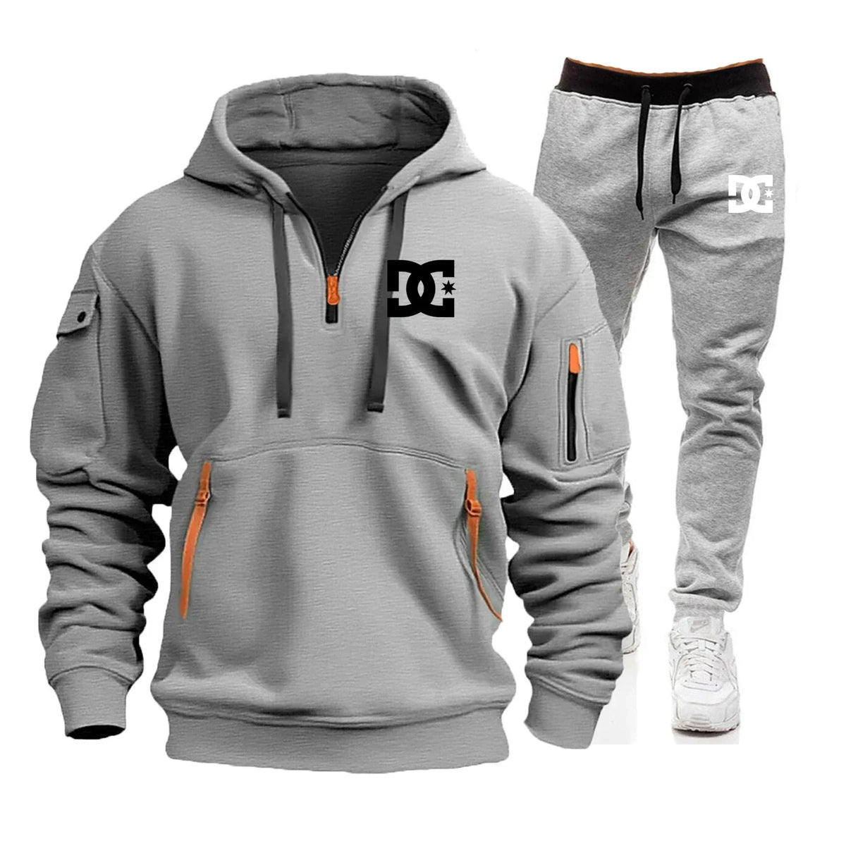 2026 New Winter Season Men's Fashion Casual Sports Set - Outdoor Loose Hooded Sweatshirt Pullover + Jogging Pants 2-Piece Set