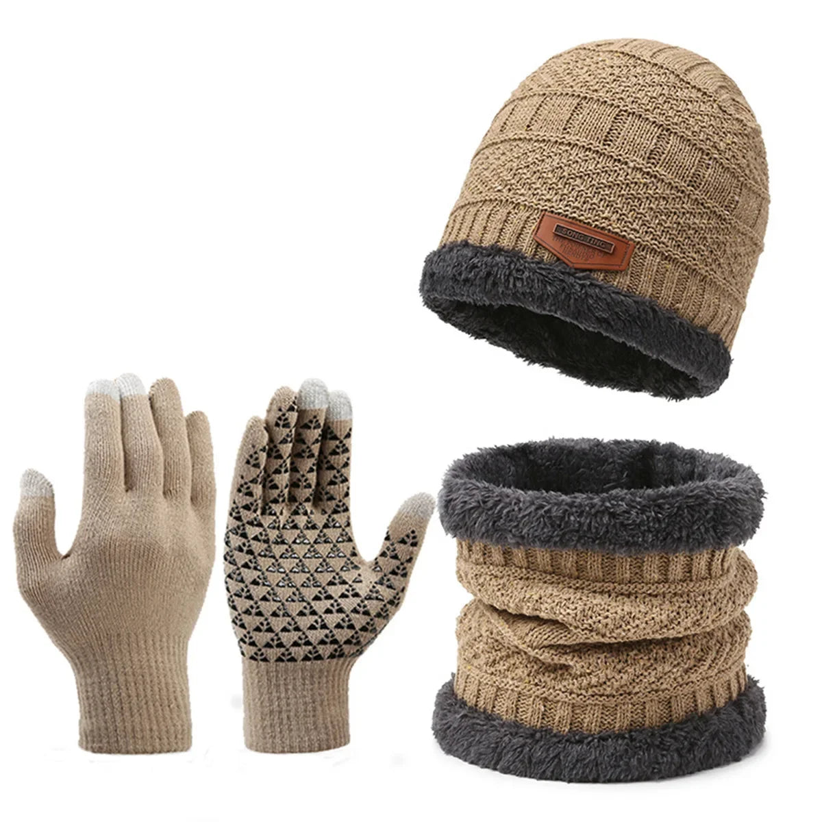 Winter Hat for Men Women Beanie Hats Scarf Glove Earmuff Set Thick Warm Slouchy Beanies Hat for Boy Girl Cap