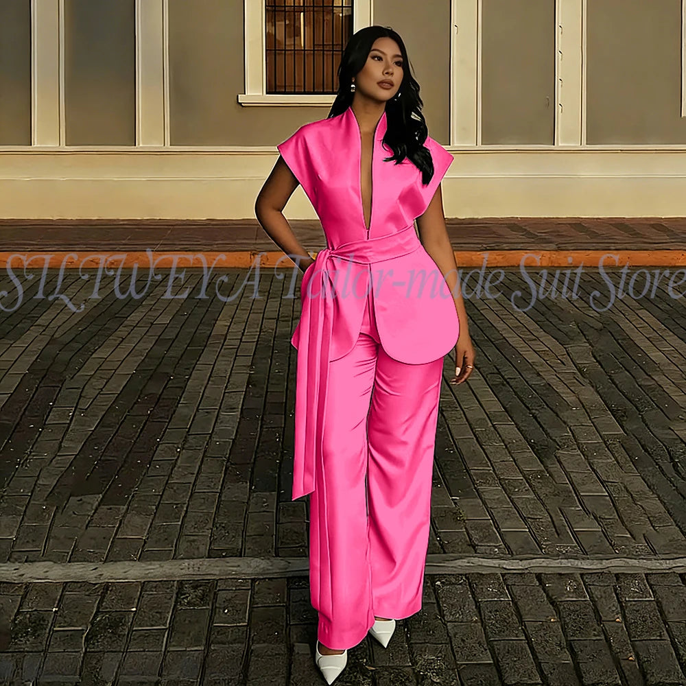 Moderne Damenanzüge für Hochzeiten Business Mode 2-teilige Sets Elegante Damen-Sets Outfits Kurzarm Jacke Hose Maßgeschneidert