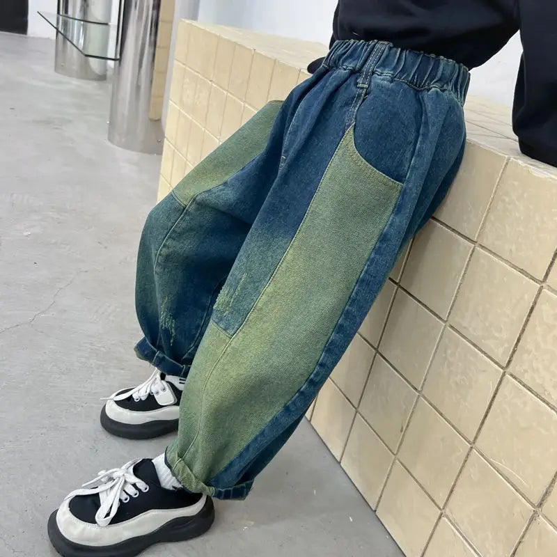 Boys Cool Denim Jeans Casual Long Pants Spring Autumn New Fashion Kids Trousers