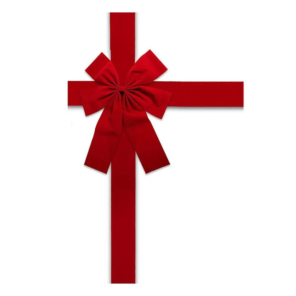 Christmas Large Red Bow Front Door Hanging Decoration Party DIY Xmas Gift Ready Made Bow for Christmas New Year Ribbon Bow
