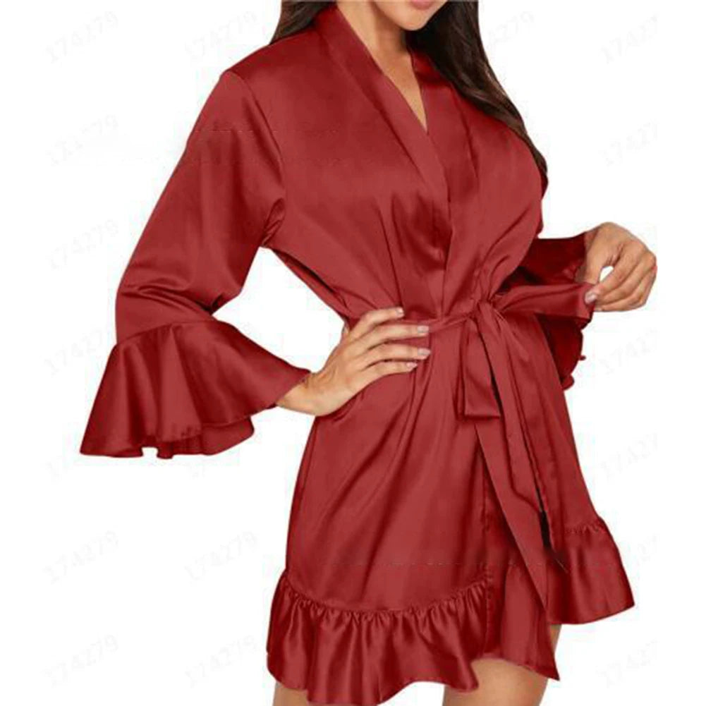 Women's Swimsuit Fashionable Casual Sexy V Lace Nightgown Cute Bathrobe Pajamas Soft Calcinha Sleep Woman Sleepwear Fashion