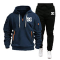 2026 New Winter Season Men's Fashion Casual Sports Set - Outdoor Loose Hooded Sweatshirt Pullover + Jogging Pants 2-Piece Set
