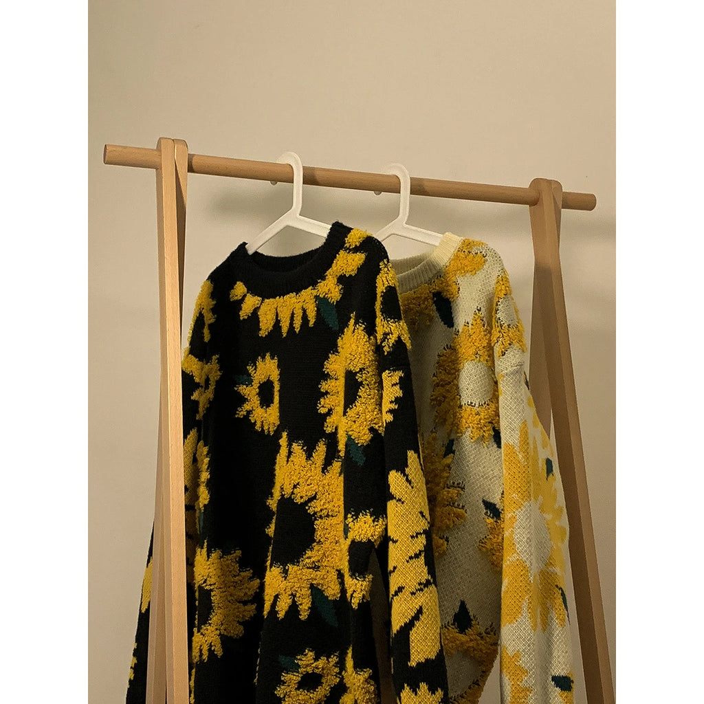 2024 Sweater Winter Sunflower Warm Sweaters  Fashion Male O-Neck Pullovers Sweater Men Loose Casual Sweater Thick Knitted Unisex