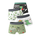 4-Piece Boys Boxer Shorts Cotton Comfortable Wear Breathable Children Underwear Cool Dinosaur Print Pattern Kids Boxer Briefs