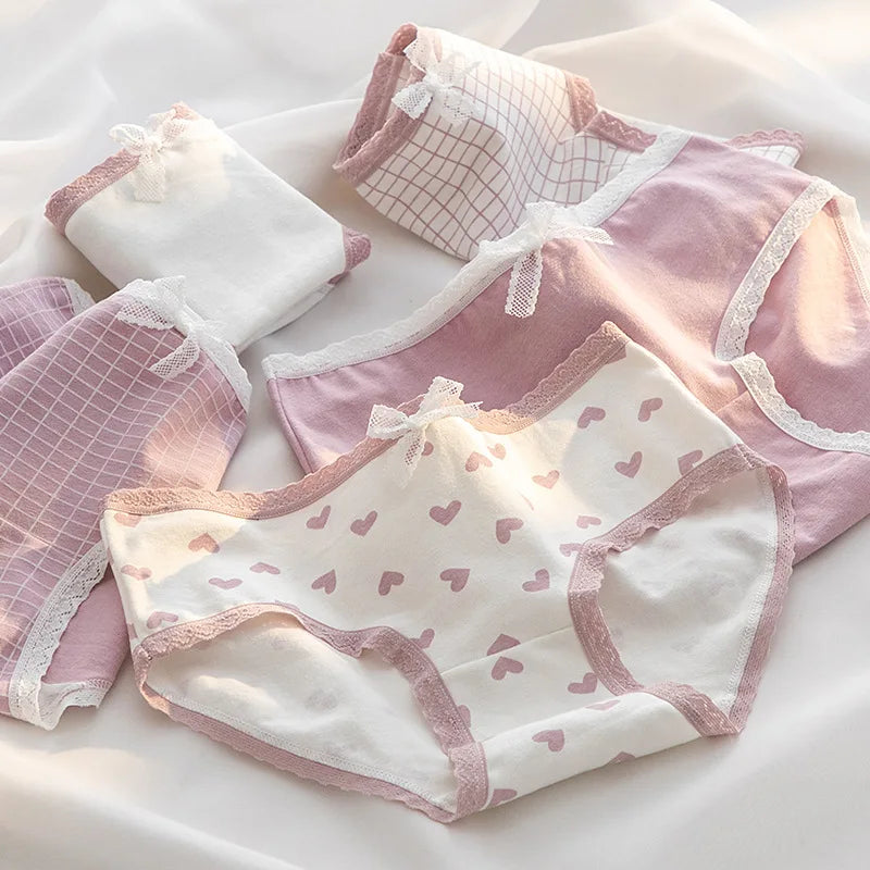 5 PCS Women's Cotton Panties Girls Briefs Comfortable Underwear Elasticity Triangle Pants Breathable Underpants Intimates