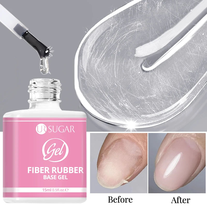 UR SUGAR 1/2Pcs Clear Fiber Rubber Base Gel Manicure Broken Nail Repaired Construction Fiberglass Semi Permanent Soak Off UV Gel