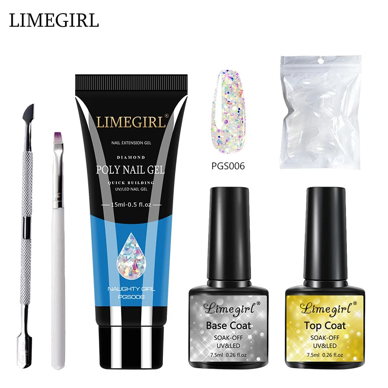 LIMEGIRL  Poly Nail Gel Set Manicure Set Gel Cuticle Pusher Finger Extend Mold Nail Kit All For Quick Extension Manicure Set