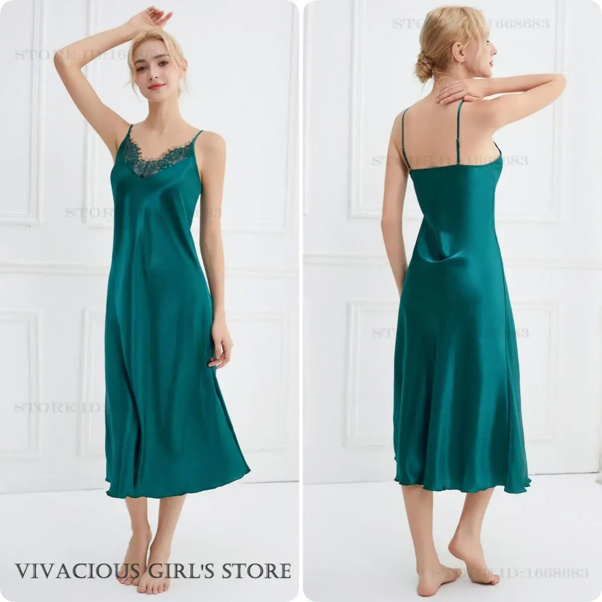 Sexy Women Long Nightgown Intimate Lingerie Patchwork Lace Suspender Nightdress Chemise Sleepwear Loungewear Silk Satin Homewear