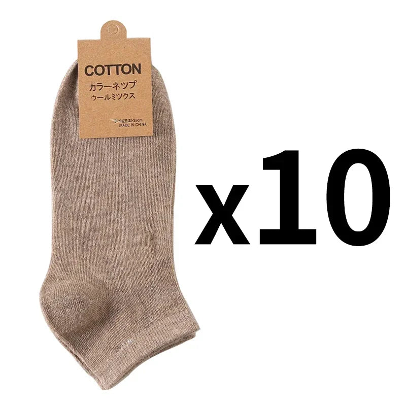10 Pairs/Lot Men's Breathable Cotton Socks Hot Selling Low Tube Solid Color Comfortable Simple Fashion Gifts Male Ankle Sock