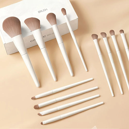 12pcs Professional Makeup Brush Set with Kabuki Brushes & Nylon Bristles - Complete Starter Kit Suitable for Foundation, Blush,