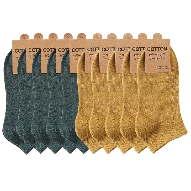 10 Pairs/Lot Men's Breathable Cotton Socks Hot Selling Low Tube Solid Color Comfortable Simple Fashion Gifts Male Ankle Sock