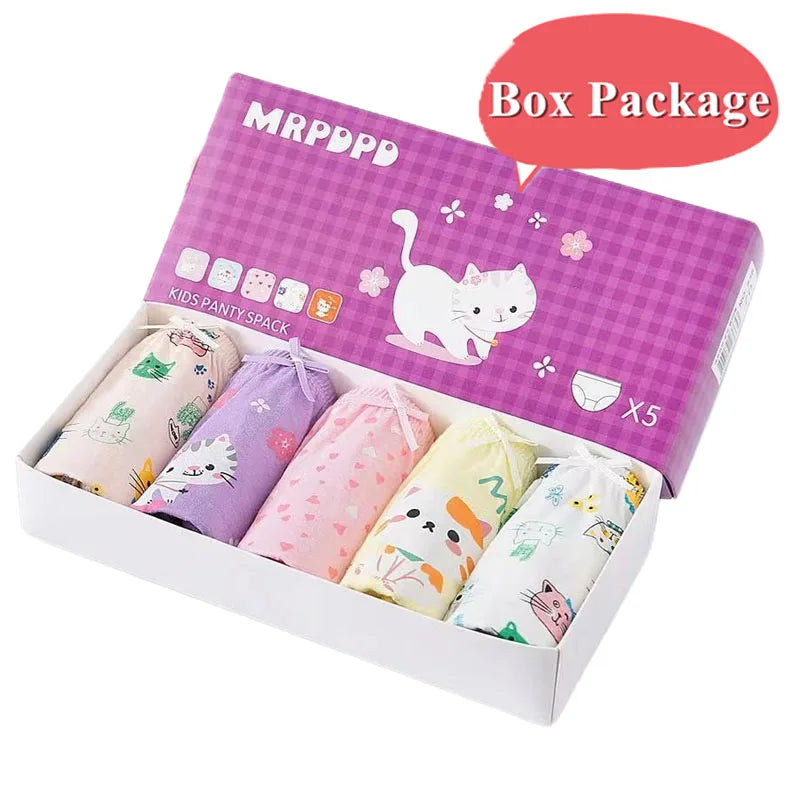 5 Pcs/Lot Cotton Girls Panties Cute Cat Cartoon Girls Underwear 3-13 Years Kids Underpants For Girl Child Panty Children Briefs