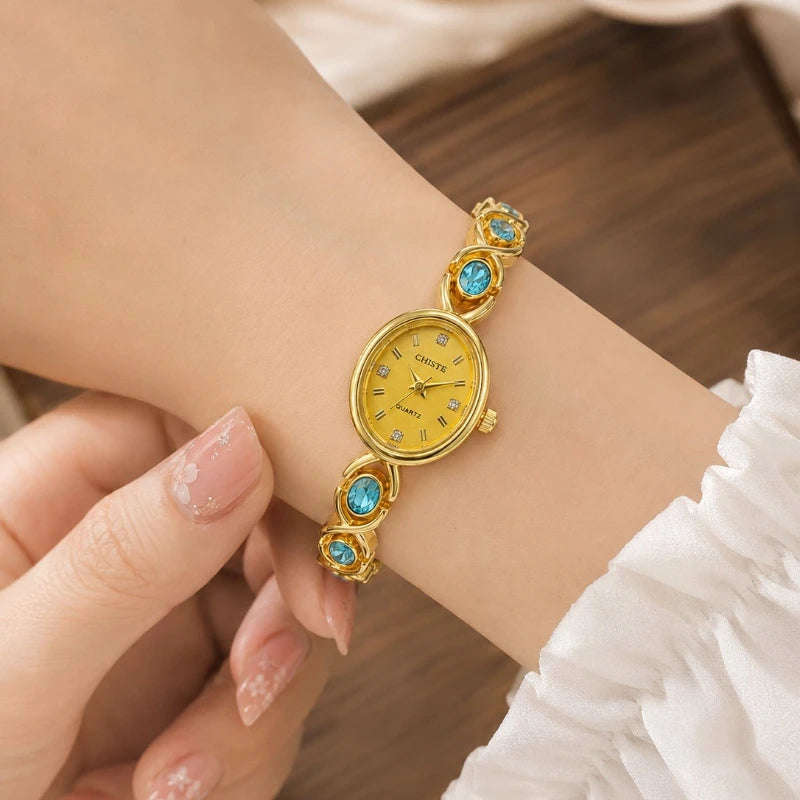 Minimalist Bracelet Watches for Women Fashion Casual Oval Dial Quartz Wristwatch Luxury Elegant Ladies Gift Clock Reloj De Mujer