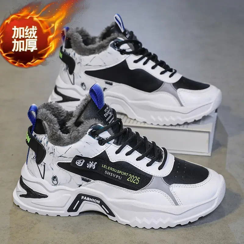 Men Sneakers Fashion New White Sports Shoes Anti Slip Comfort Male Students Trendy Running Thick Soled Lace Up Casual Shoes2025