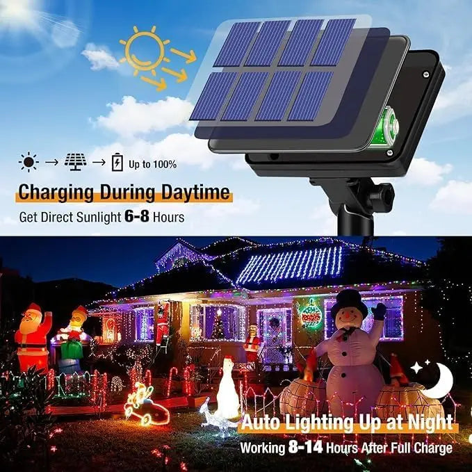 Christmas Outdoor Solar String Lights LED Flashing Fairy Lights DIY Shape Design Garden Decor Lights for Yard Tree Xmas Party