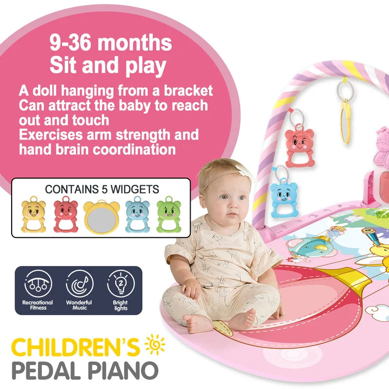 Baby Fitness-Stand Musik-Spielmatte Aktivitätsspielzeug Neugeborenen-Klavier Krabbeldecke Pedalspielpad Frühpädagogik 0-36 Monate Geschenke