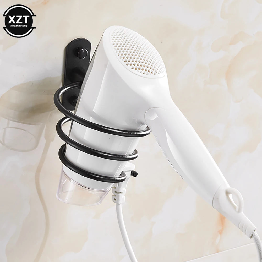 Bathroom Hair Dryer Holder Wall Mounted Organizer Spiral Stand Holder Rack Aluminum Bathroom Shelf Storage Accessory Wall Shelf