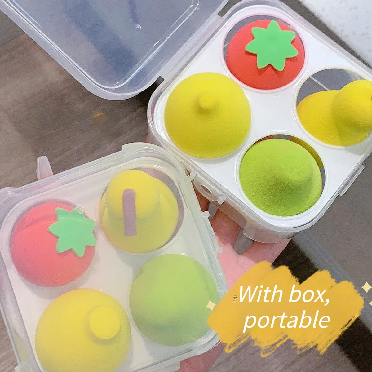 4Pcs/box Makeup Sponge Set Cute Fruit Cosmetic Puff for Foundation Cream Concealer Powder Face Make Up Blender Beauty Tools Pear