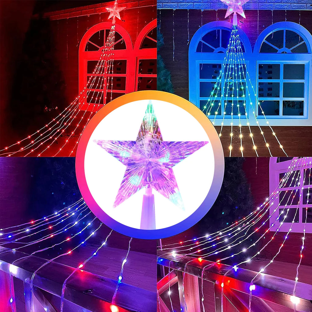 Christmas Decoration 2025 Solar Holiday Decoration Lights LED Christmas String Lights Outdoor Glowing Stars Christmas