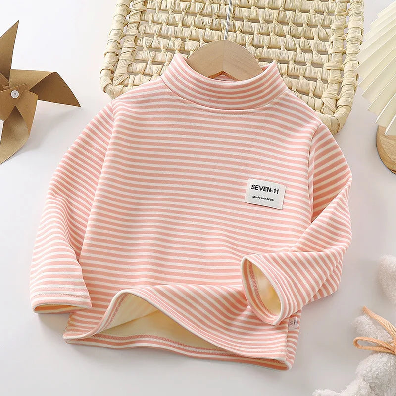 Kids Long-Sleeve T-Shirt Kids Spring Autumn Boys Girls Autumn Outfit T-Shirt Round Neck Basic Top Striped Long-Sleeve T-Shirt