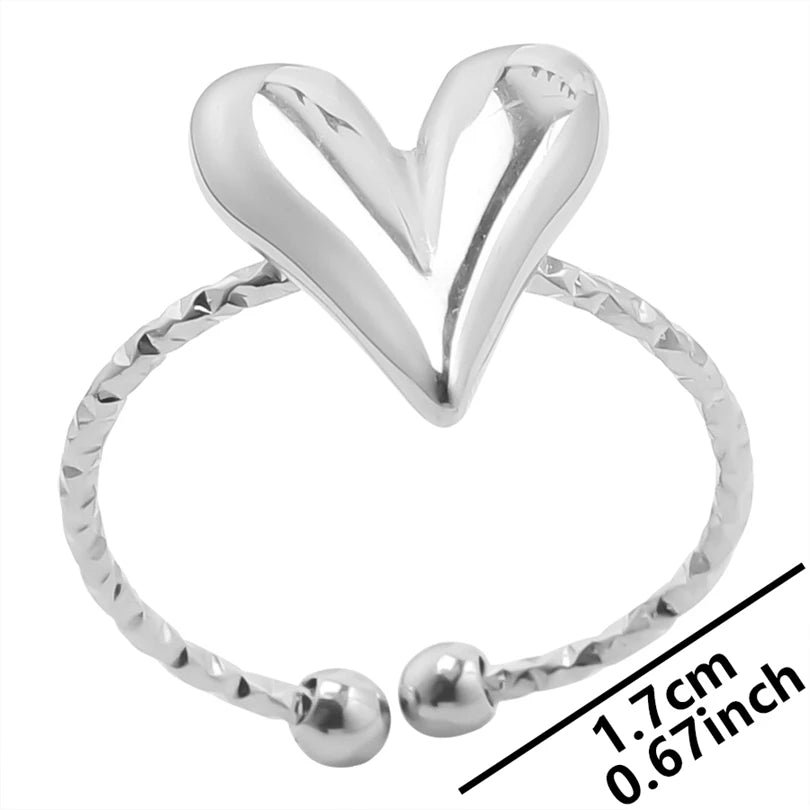 100% Stainless Steel Heart Jewelry Set For Women Accessories Cute Girl Supplies Love Earrings/Rings/Necklace Fashion Party Gift