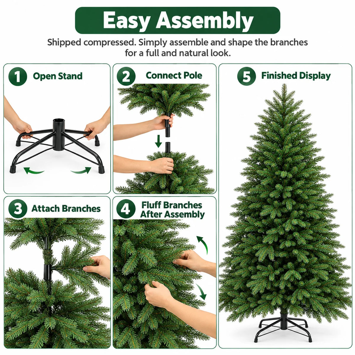 Luxuriöser künstlicher Fichten-Weihnachtsbaum (120cm - 300cm)