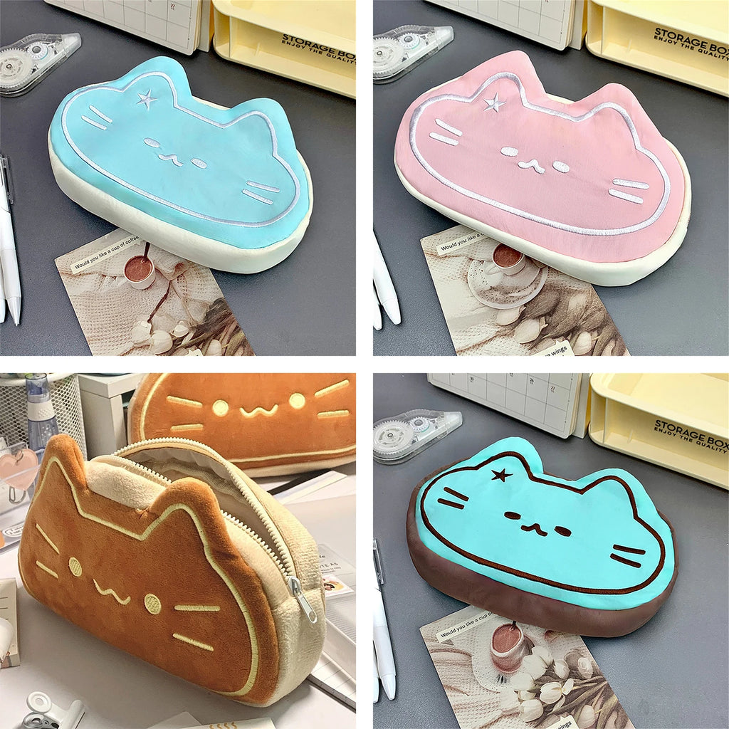 Kawaii Cat Plush Stationery Bag Portable Pencil Case Aesthetic Stationery Bag Suitable for Capybara Lovers Gifts