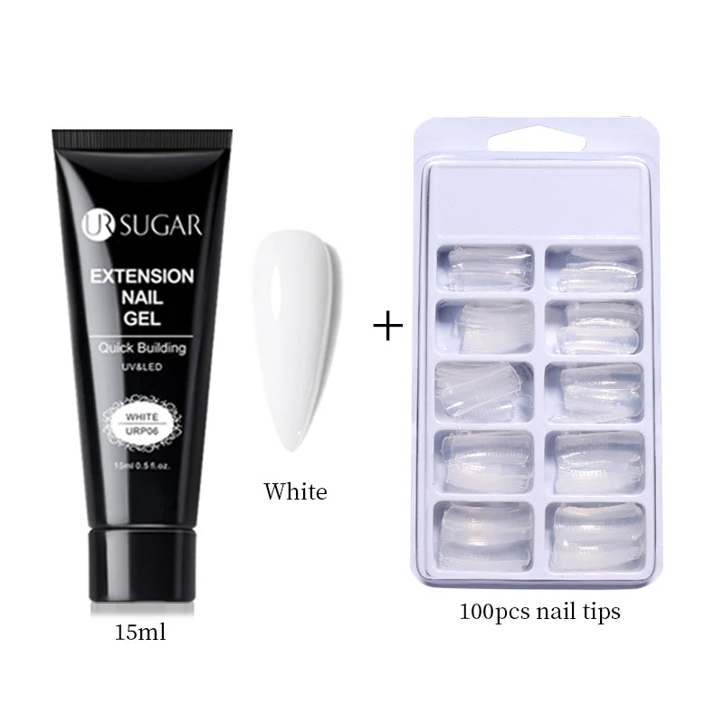UR SUGAR 15ml Nail Extension Gel Set Acrylic Quick Building Hard Gel For Finger Prolong Form Tips Manicure Extension Tool Kits