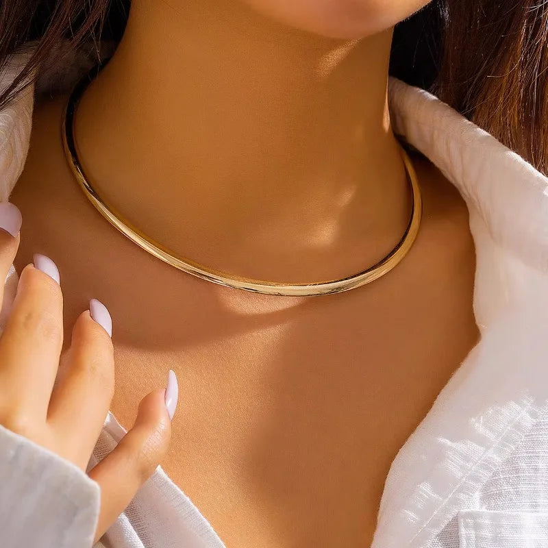 Gold And Silver Stainless Steel Necklace Collar 4mm Fashionable Jewelry Personalized Metal Collarbone Necklace Popular Accessory