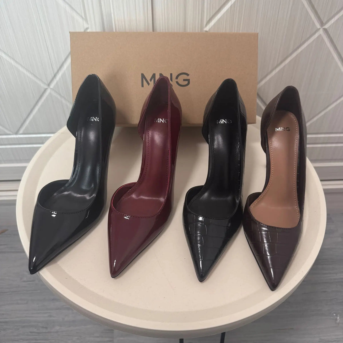 Women's High Heels Pointed Toes Elegant Fashion Sexy PU Leather Single Shoes Peep Toe Stiletto Heels Female Luxury Pumps Slip-on