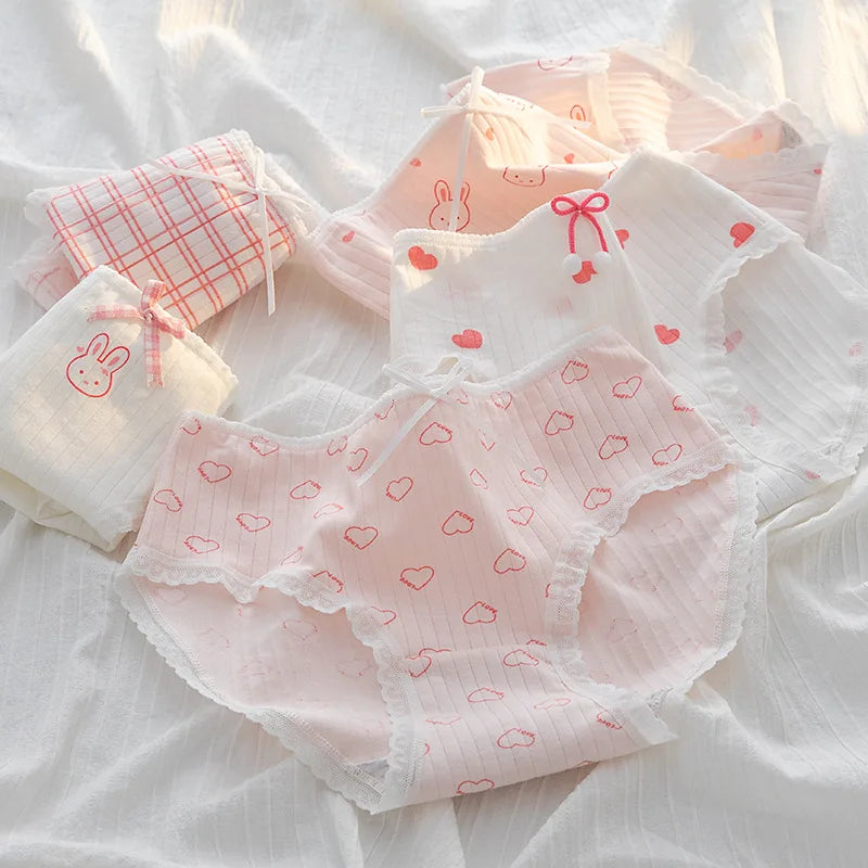 5 PCS Women's Cotton Panties Girls Briefs Comfortable Underwear Elasticity Triangle Pants Breathable Underpants Intimates