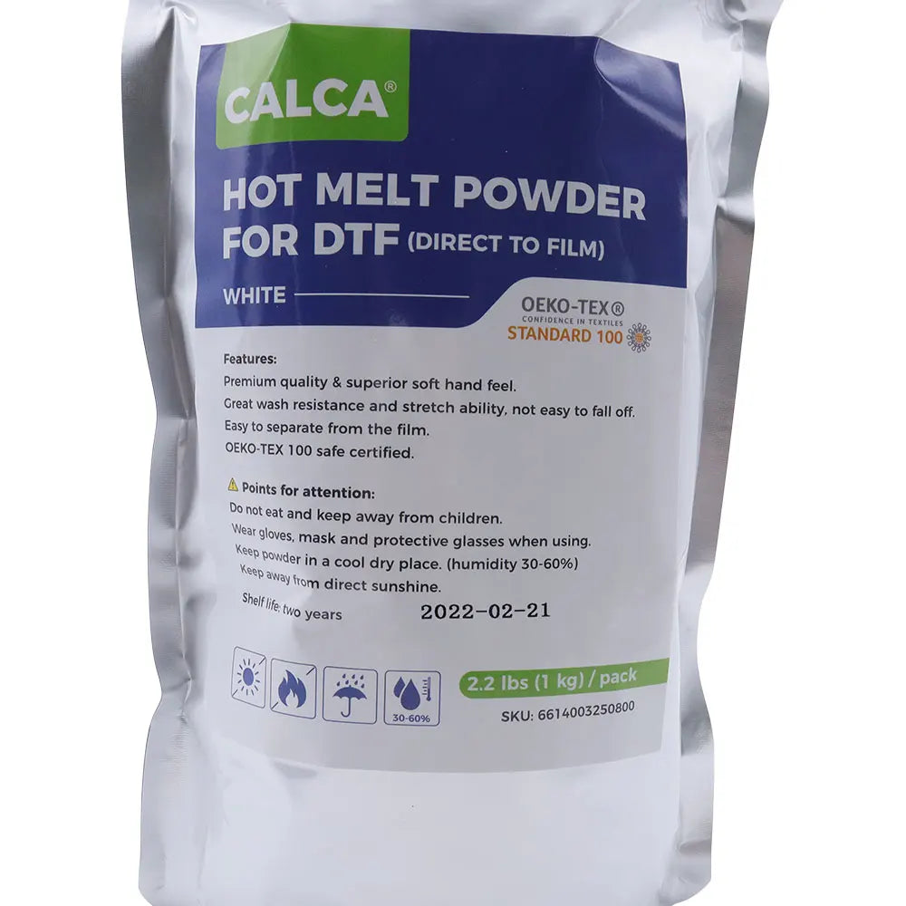 CALCA Direct to Film TPU DTF Powder Digital Transfer Hot Melt Adhesive 1kg White Powder Wholesale Bulk for DTF Shaker Machine