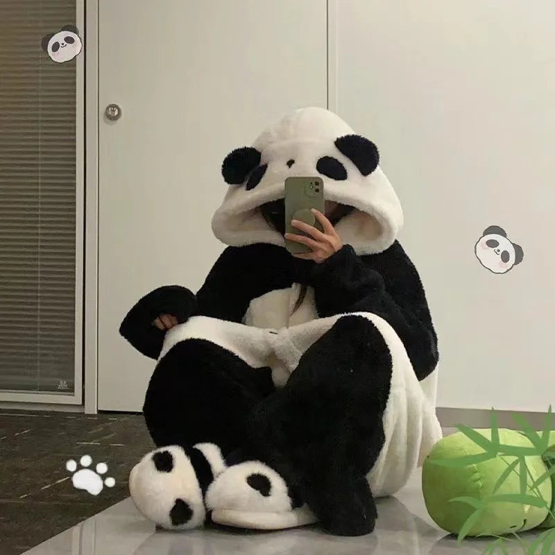 Anime Winter Unisex the Panda Robes Costumes Onesies Kigurumi Unicron Cosplay Pajamas Adult Pyjamas Animal Sleepwear Jumpsuit