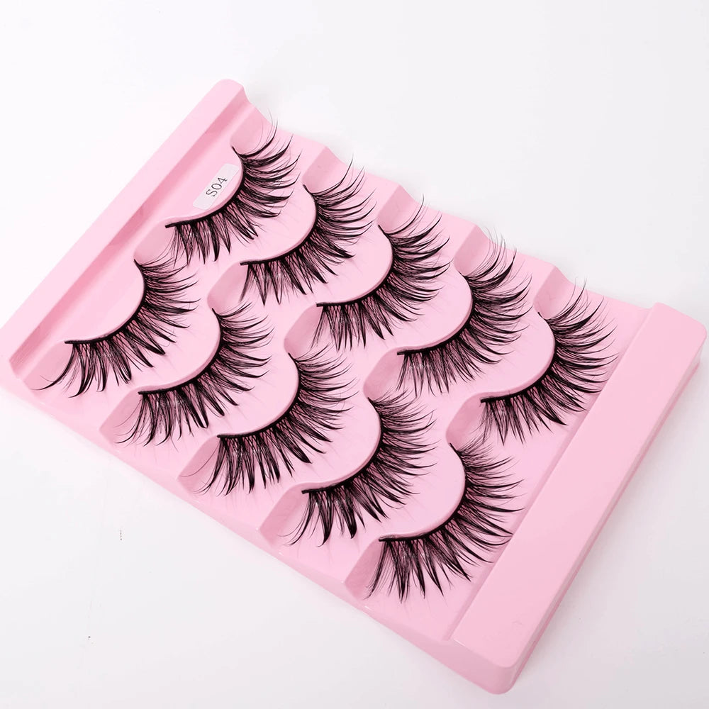 Yiernuo 1/5 Pairs Cosplay Anime Eyelashes Manga Lashes Dramatic Fairy Clusters Lashes Wet Look Lashes