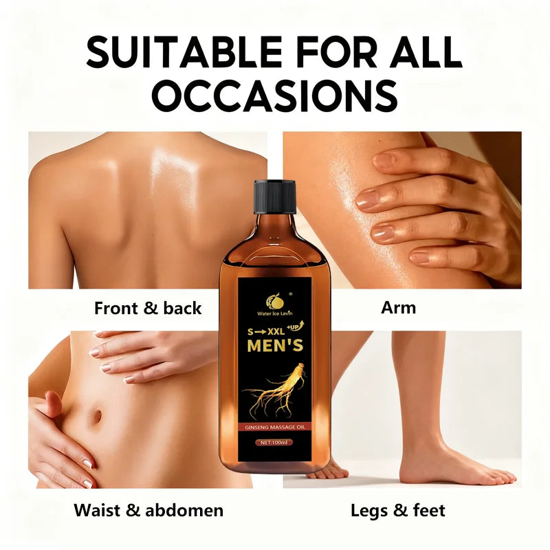 S-XXL +UP Men's Ginseng Massage Oil with Shea Butter - Hydrates & Firms Skin, Boosts Moisture