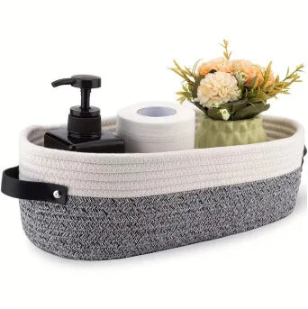 Bathroom Storage Basket, Oval Woven Multifunctional Desktop Organizer, Toilet Paper Holder, Toy Storage Basket